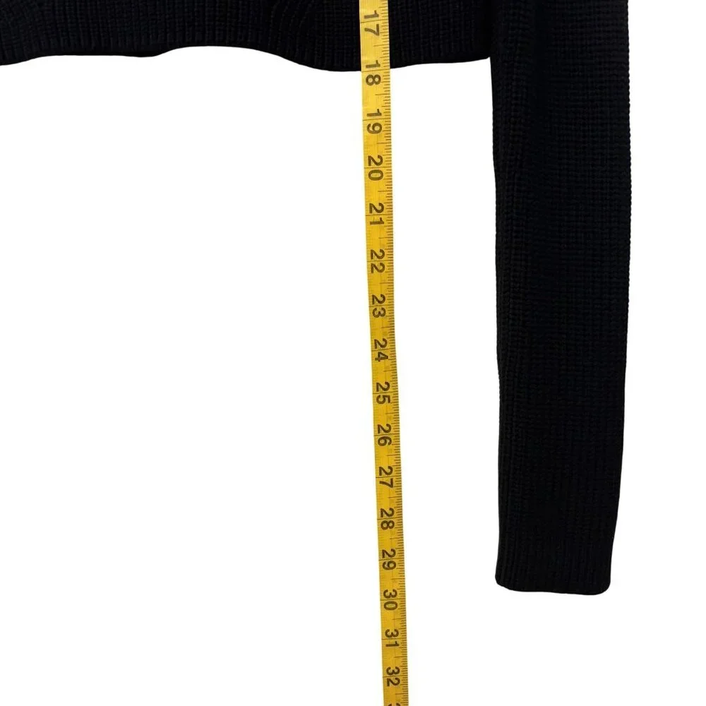 White House Black Market XS Black Knit Cropped Sweater Womens Long Sleeve - Picture 6 of 9